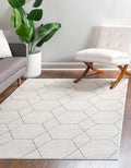 Unique Loom Trellis Frieze Collection Area Rug - Geometric (10' x 14' 1", Ivory/ Gray)