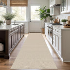 KOZYFLY Runners for Hallways 3x10 ft Washable Kitchen Runner Non Slip Rubber Backed Hallway Rugs Cotton Entryway Runner Rug Floor Carpet for Indoor Hall, Backdoor, Kitchen, Ivory/Khaki