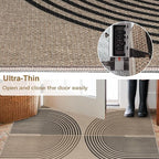 Easy Jute Rainbow Runner Rug, 2.6x8 Washable Rugs Runner for Hallway Non-Slip Boho Farmhouse Kitchen Runner Rug, Modern Abstract Indoor Outdoor Carpet for Porch Laundry Entryway