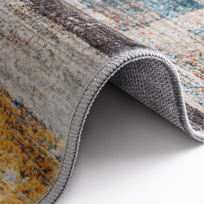 LUMI Ultra Thin Door Mat, 18x30 Non Slip Indoor Doormat Entrance Washable Rugs Entryway Oriental Vintage Soft Carpet for Kitchen Bedroom Front Door, Multicolor