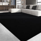 Large Area Rugs for Living Room Bedroom, 4x6 Feet Black Rug, Minimalist Modern Shag Rug, Soft Thick Comfy Memory Foam Indoor Carpet, Non-Slip Washable Rug for Boys Girls Dorm Nursery Room Home Decor