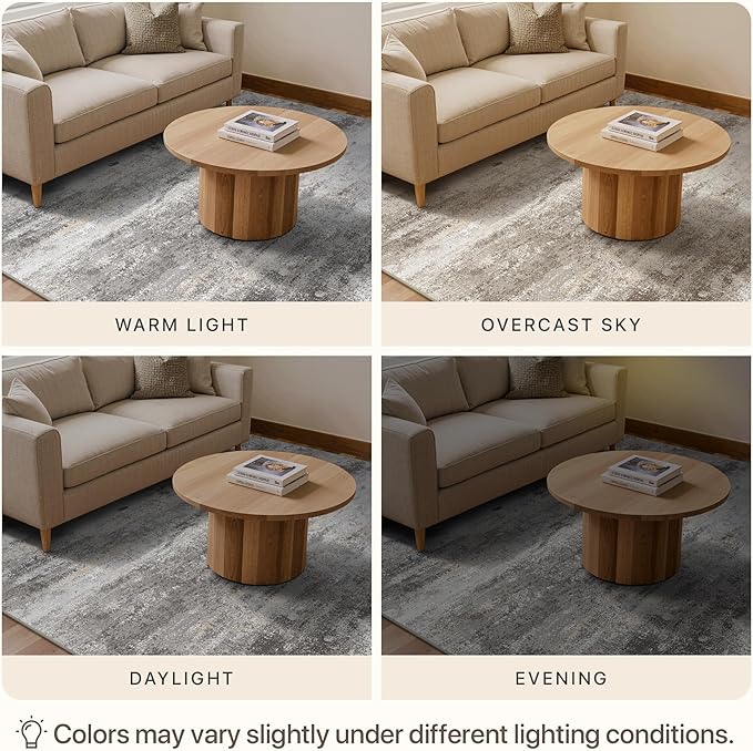 8x10 Area Rugs Washable Grey Rug for Living Room Bedroom, Modern Abstract Large Rug Non Slip, Water Repellent Low Pile Soft Carpet for Dining Room, Home Office, Grey Beige