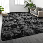 Shag Area Rug, 4 X 6 Tie-Dyed Plush Fuzzy Rugs for Living Room, Ultra Soft Fluffy Furry Rug for Bedroom, Indoor Carpet Nursery Rugs for Kids Room Home Decor, Dark Grey