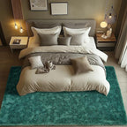 Zentavio Emerald Green Rugs for Bedroom 5x8 Dark Green Area Rugs for Living Room Fluffy Fake Grass Large Carpet for Kids Room Playroom Furry Shag Aesthetic Soft High Pile Washable Home Decor