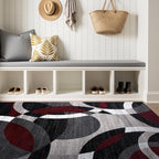 Rugshop Contemporary Abstract Circles Perfect for high Traffic Areas of Your Living Room,Bedroom,Home Office,Kitchen Area Rug 3'3" x 5' Red