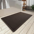 AMOAMI Upgraded Waffle Bath Mat, Super Absorbent Non Slip Bath Mats for Bathroom Floor, Machine Washable Bathroom Rugs with Tassels, Rubber Backed Bathroom Mats, Ultra Soft, 17" x 24", Chocolate
