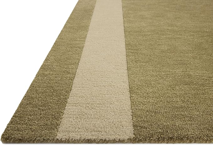 Loloi Leanne Ford Craven Collection CVN-01 Light Olive/Oatmeal 8'-6" x 11'-6" Area Rug Geometrical, Patterned, Neutral, Living Room, Bedroom, Dining Room