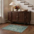 Bavni 3x5 Area Rugs for Living Room, Machine Washable Rug Non Slip, Vintage Chenille Distressed Print Carpet, Large Low Pile Ultra-Thin Lightweight Rugs for Bedroom, Dining Room, Home, Office, Cyan
