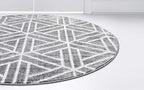 Rugs.com Lattice Trellis Collection Rug – 3 Ft Round Gray Low-Pile Rug Perfect for Kitchens, Dining Rooms