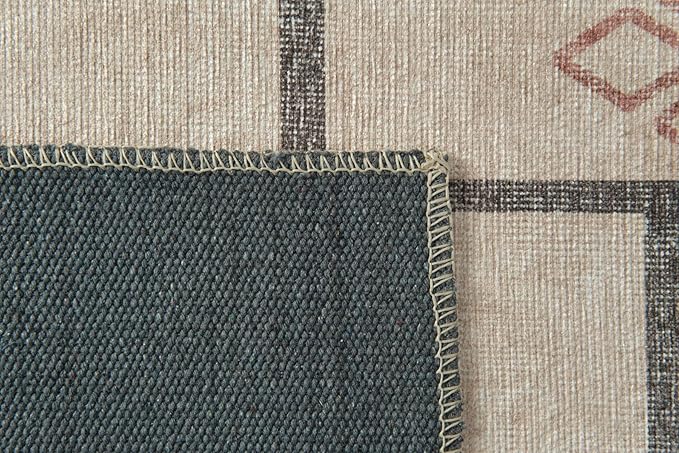 Revival Rugs Funk 10'x13' Zero-Shedding Area Rug for Living Room Bedroom - Oeko-TEX Certified, Low Pile, Spot Clean, Beige, Cream