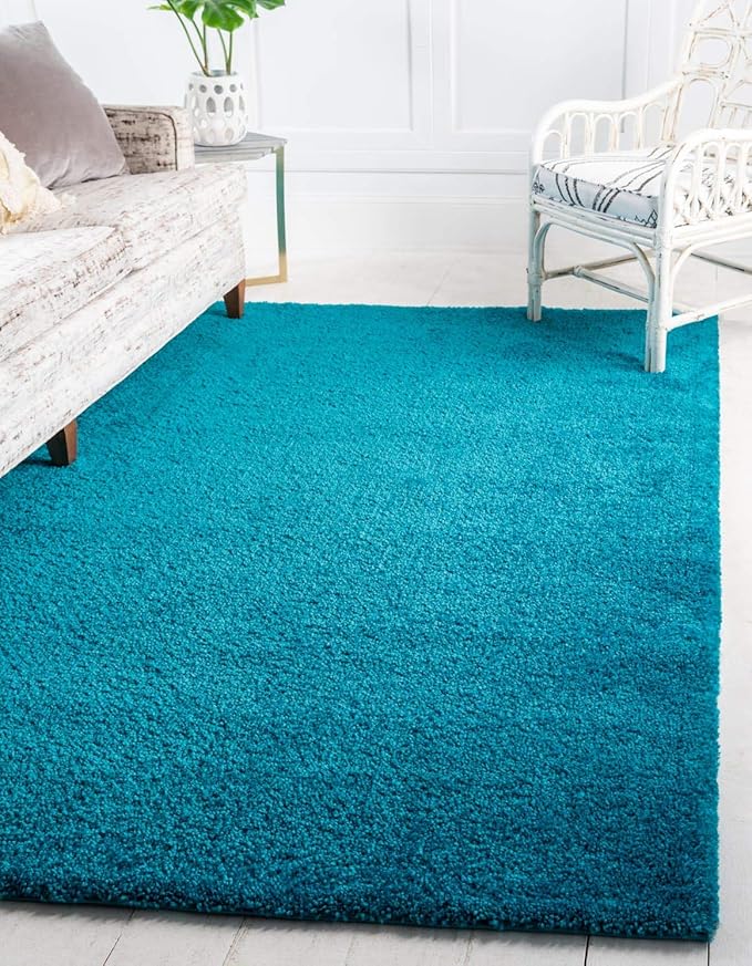 Unique Loom Solo Collection Area Rug - Calabasas (5' 3" x 7' 7" Rectangle, Turquoise)