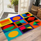 5x7 Rug Washable - Geometric Rugs for Living Room, Colorful Abstract Modern Funky Non Slip Low Pile Area Rugs for Bedroom, Geometric Carpet Home Decor & Gifts