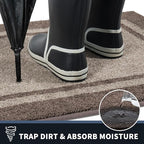 PURRUGS Dirt Trapping Door Mat 32" x 48", Non-Slip/Skid Machine Washable Entryway Rug, Shoes Scraper, Area Rug, Super Absorbent Welcome Mat for Muddy Wet Shoes and Paws, Beige & Grayish Brown