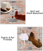 vivorug 8x10 Area Rugs for Living Room, Non-Slip Backing Washable Rug 8x10, Large Area Rug Soft Carpet for Bedroom Dining Room, Vintage, Easy Clean, Durable, Low Pile Rug, Orange