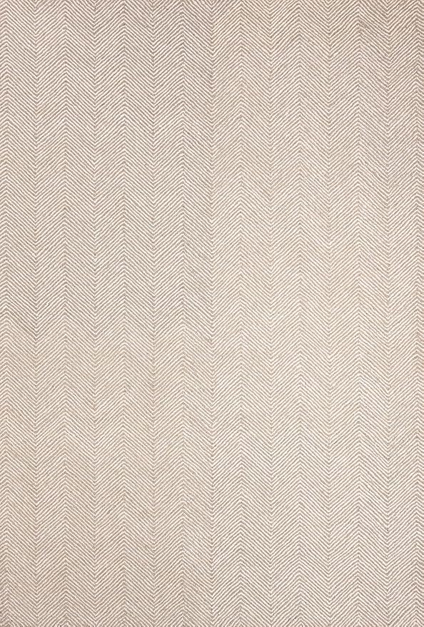 Modern Herringbone Chevron Collection Handcrafted Wool Area Rug - Durable, Zigzag Pattern, for High Traffic, Contemporary Design for Living Room, Bedroom, Dining Room Decor (Sand Beige, 10' x 10')