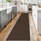 Braided Runner Rug 2x12 Ft Washable Runners for Hallways Non Slip Rubber Backed Kitchen Runners Cotton Extra Long Entryway Runner Indoor, Woven Carpet for Hall Entryway, Brown