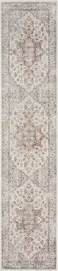 Nourison Home Astra Machine Washable Grey Multicolor 2' x 6' Area Rug - Easy Clean, Non Shedding, Bed Room, Living Room, Dining Room, Kitchen (6' Runner)