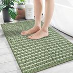 Small Bathroom Rugs,18"x30" Non Slip Sage Green Braided Bath Mat for Bathroom Floor,Washable Luxury Bath Rug for Tub Soft Boho Absorbent Shower Mat
