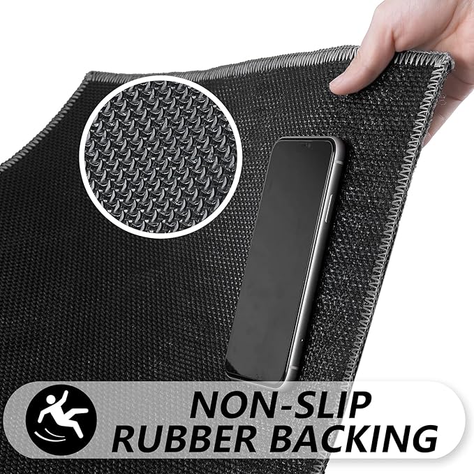 Timo Indoor Door Mat, Front Door Rug 24"x36" Rubber Backing Non Slip Absorbent Door Mats, Resist Dirt Entrance Doormat Inside Floor Mats for Entryway, Machine Washable Low-Profile Doormat, Black