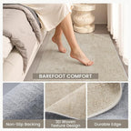Art&Tuft 2x8 Runner Rug - Washable Runner Rugs, Non-Slip Runner Rug for Hallway, High Low Pile Textured Stripe 2x8 Rug Runner Throw Carpet for Entrance Entryway Bedroom Living Room Kitchen, Beige