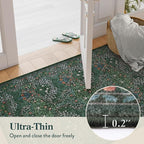 Lahome Floral Washable Round Area Rug, Soft Round Rugs 6ft Ultra-Thin Non-Slip, Boho Stain Resistant Large Circle Carpet for Bedroom Living Room Kitchen Nursery, Dark Green