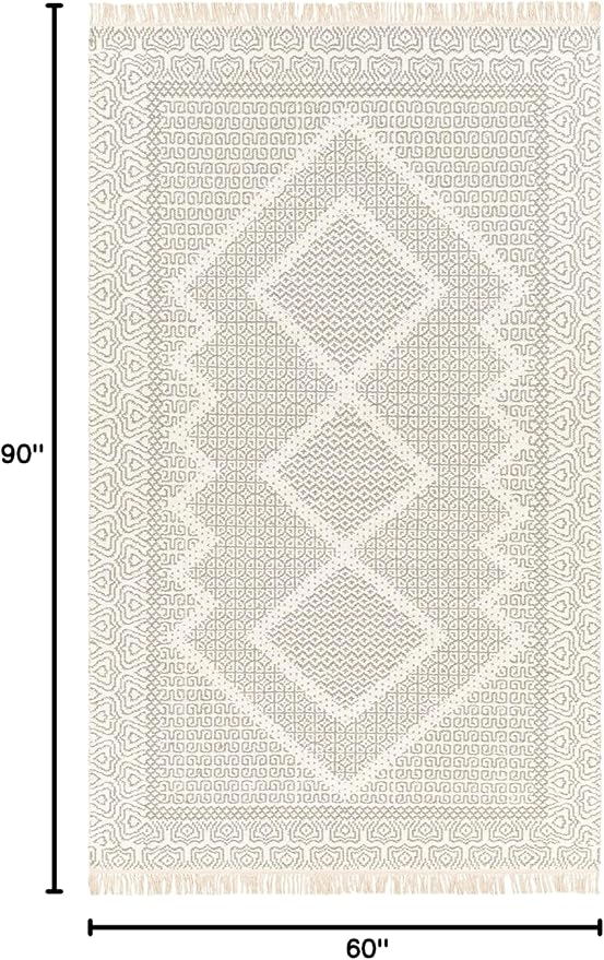 Mark&Day Wool Rugs, 5x7 Nishnabotny Cottage Light Gray Area Rug, Grey Beige Carpet for Living Room, Bedroom or Kitchen (5' x 7'6")