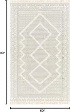 Mark&Day Wool Rugs, 5x7 Nishnabotny Cottage Light Gray Area Rug, Grey Beige Carpet for Living Room, Bedroom or Kitchen (5' x 7'6")