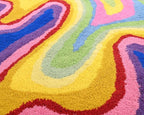 Irregular Shaped Handmade Wool Rug | Modern Colourful Stripe Premium Area Rug Perfect for Home Decor (IR-C, 4x4 ft)