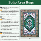 SERISSA Area Rug 3x5 Boho Rugs for Bedroom, Washable Non-Slip Living Room Rug, Ultra Soft Print Distressed Vintage Green White Rug Low-Pile Throw Carpet for Entry Kitchen Bedroom Nursery Dorm Decor