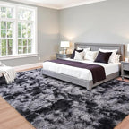 Beglad Fluffy Large Area Rugs 9x12 Feet, Modern Minimalist Style Shag Fuzzy Rugs, Non-Slip Indoor Carpet Soft Rugs for Kids Room, Bedroom & Living Room, Tie-Dyed Dark Grey