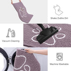 Smiry Dog Door Mat for Muddy Paws, Absorbent Dirt Trapper Non Slip Quick Dry Washable Chenille Mat for Mud Dogs, Entry Rug for Indoor and Outdoor (40x32 Inches, Deep Plum and White)