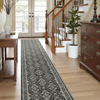 WITSHOCK Black Boho Washable 2x8 Kitchen Runner Rug,Vintage Neutral Hallway Rugs for Entryway,Soft Distressed Floor Mat for Bedroom,Entrance,Indoor Back Door(Black,2x8)
