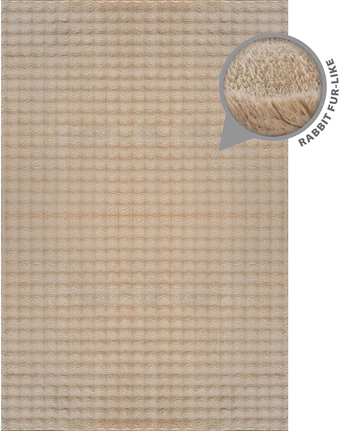 CAMILSON Modern Beige Non Slip Rug 3x5 Ultra Soft High Pile Area Rugs Non Skid Rubber Backing Durable & Easy to Clean Carpet for Living Room Bedroom Kids Room Indoor Use (3 x 5 Beige)