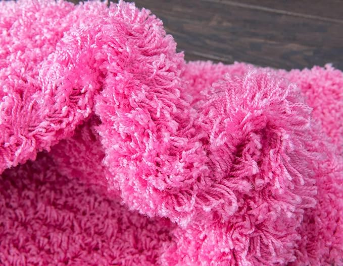 Unique Loom Solid Shag Collection Area Rug (8' x 10' Rectangle Taffy Pink)