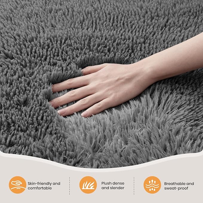 Zentavio Area Rugs for Living Room Grey Rugs for Bedroom Large 5x8 Carpet Fluffy Furry Soft Shag Aesthetic Plush High Pile Gray Throw Rug for Nursery Kids Room Dorm