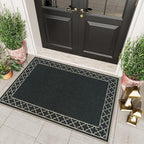 OJIA Easy Jute Front Door Mats Black Outdoor Rug 3x5, Washable Entryway Rug Indoor Doormat Bordered Indoor Outdoor Rugs Non-Slip Entry Rugs Farmhouse Area Rug for Porch Kitchen Living Room
