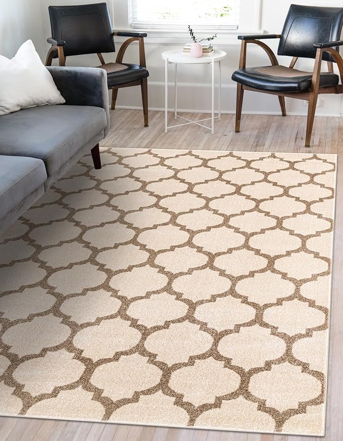 Rugs.com Lattice Collection Rug – 3x5 Beige and Light Brown Medium-Pile Rug Perfect for Entryways, Kitchens, Breakfast Nooks, Accent Pieces