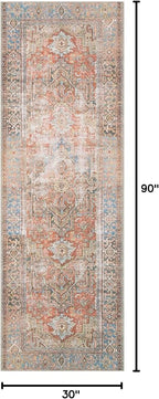 Loloi Loren Collection LQ-15 Terracotta/Sky 2'-6" x 7'-6" Runner Rug