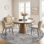 8ft Round Area Rug Living Room Rugs - 8x8 Washable Neutral Modern Abstract Soft Thin Rug Indoor Floor No Slip Rug Carpet for Bedroom Under Dining Table Home Office Decor - Grey