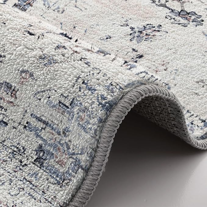 LUMI 8x10 Washable Area Rug for Living Room, Ultra Soft Traditional Rugs Non Slip with Rubber Backing, Low Profile, High Traffic, Stain Resistant Carpets, Ideal for Bedroom, Dining Room, Indoor