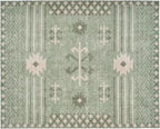 Revival Rugs Flam 8'x10' Zero-Shedding Area Rug for Living Room Bedroom - Oeko-TEX Certified, Low Pile, Spot Clean, Green
