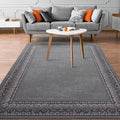 Antep Rugs Alfombras Bordered Modern 3x5 Non-Slip (Non-Skid) Low Pile Rubber Backing Indoor Area Rug (Gray, 3' x 5')