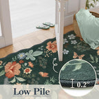 Lahome Floral Small Rug, 2x4 Kitchen Rugs Non Slip Washable Rug Ultra-Thin, Soft Front Door Mat Indoor Entrance Stain Resistant Boho Low-Pile Entry Carpet for Bathroom Bedroom(2x4ft,Dark Green)