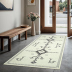 GLN Rugs Contemporary Collection - Machine Washable Area Rug, Contemporary Washable, Non Slip, Low Pile Chenille Rug, Living Room, Bedroom, Kitchen Rug (2'6" x 10' Cream/Anthracite)