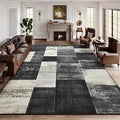 DweIke Washable Area Rugs for Living Room, 4x6 Soft Bedroom Rugs, Geometric Print Non-Slip Modern Rug, Stain Resistant Throw Carpets for Office Nursery Dining Room Home Dorm Decor, Black and White