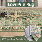 9x12 Rugs for Bedroom, Vintage Washable Rugs Non Slip Large Area Rug for Living Room Dining Room Office, Floor Decoration Big Rug Carpet Low-Pile Kid & Pet Friendly(Border Green)