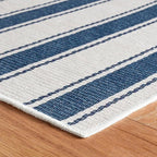Dash & Albert Awning Stripe Blue Machine Washable Rug, 7.5 X 9.5 Feet, Blue Stripe Pattern