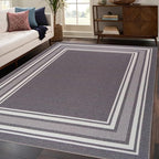 Beverly Rug Non Slip Area Rugs 3x5 Modern Bordered Non Skid Rubber Backing Soft Area Rug for Living Dining Room Easy to Clean Non Shedding Kitchen Bedroom Indoor Carpet 3 x 5 Gray
