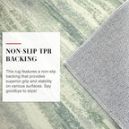 Modern Abstract Runner Rug 2x6, Sage Green Grey Washable Entryway Runner Non-Slip Soft Hallway Rug Runner Thin Print Faux Wool Carpet for Kitchen Bedroom Laundry Room Indoor