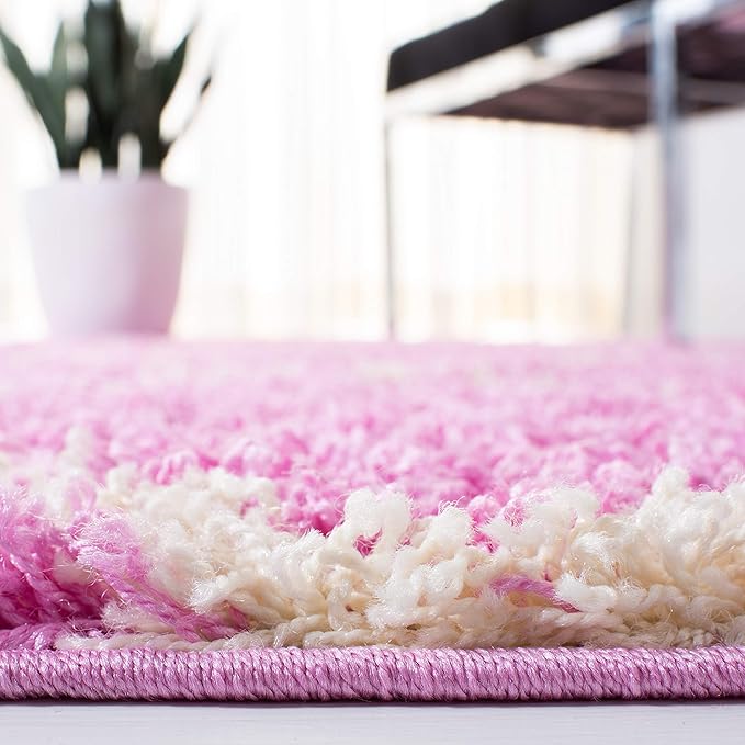 SAFAVIEH Dallas Shag Collection Area Rug - 10' x 14', Pink & Ivory, Trellis Design, Non-Shedding & Easy Care, 1.5-inch Thick Ideal for High Traffic Areas in Living Room, Bedroom (SGD257I)
